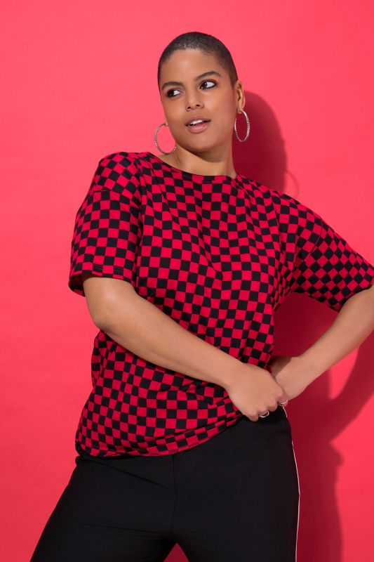 Oversized Short Sleeve Checkerboard Tee