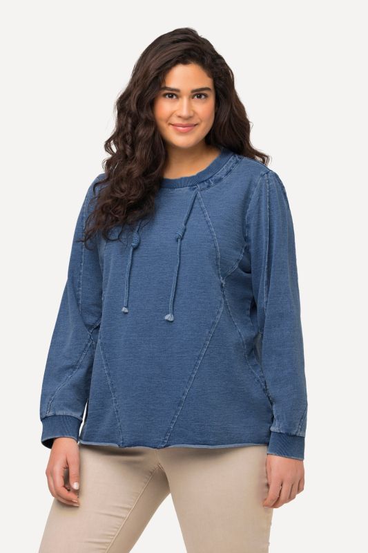 Decorative Seam Long Sleeve Crew Neck Sweatshirt