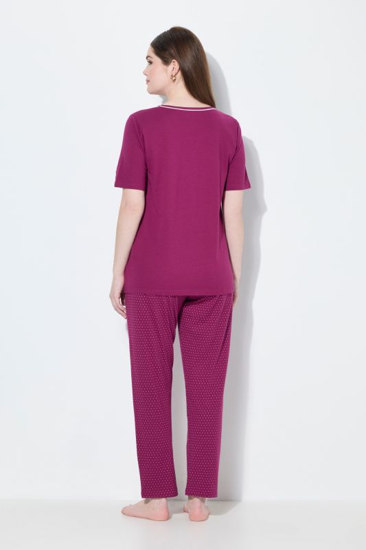 Dot Print Short Sleeve Pajama Set