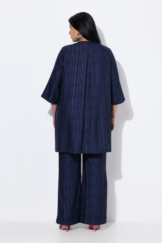 Irregular Striped Open Shape 3/4 Sleeve Cardigan