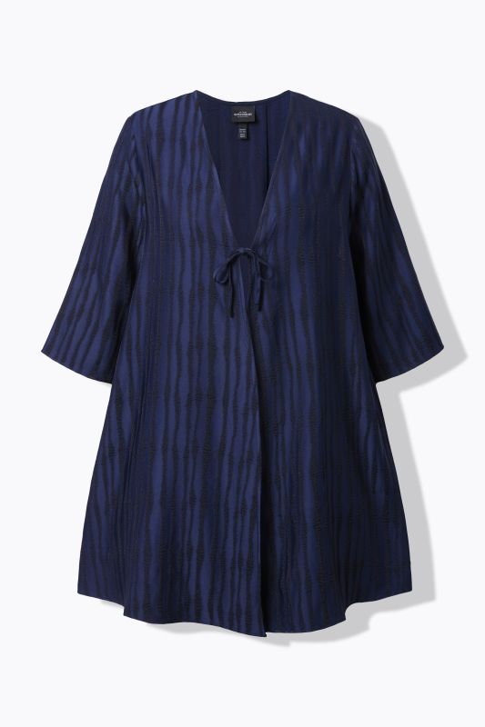 Irregular Striped Open Shape 3/4 Sleeve Cardigan