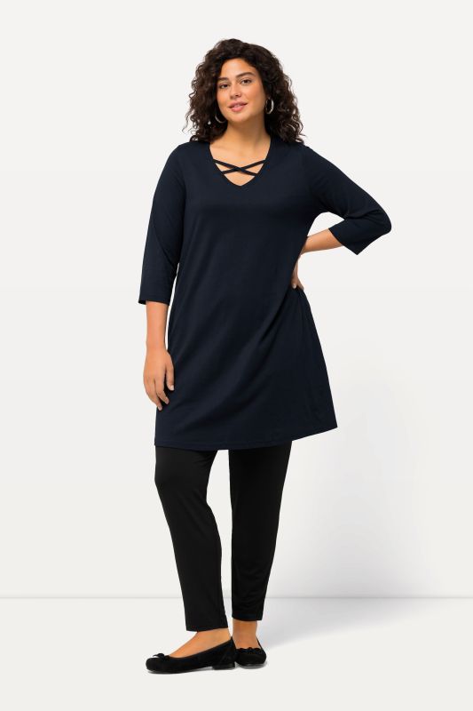 Criss Cross V-Neckline Swing Knit Tunic