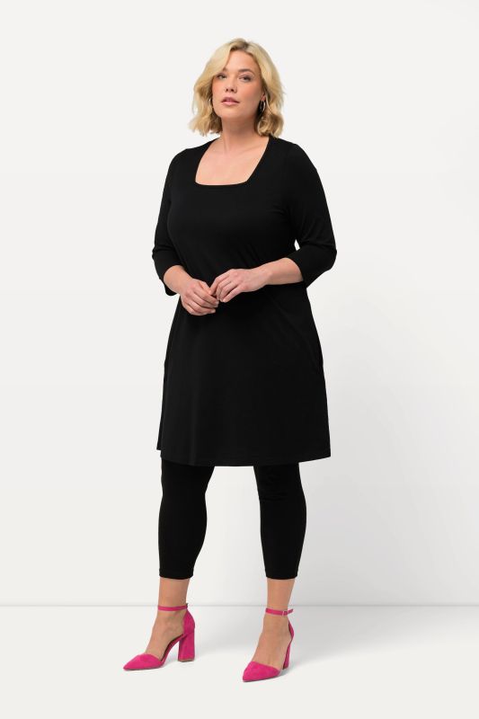 Square Neckline Knit Swing A-line Pocket Tunic