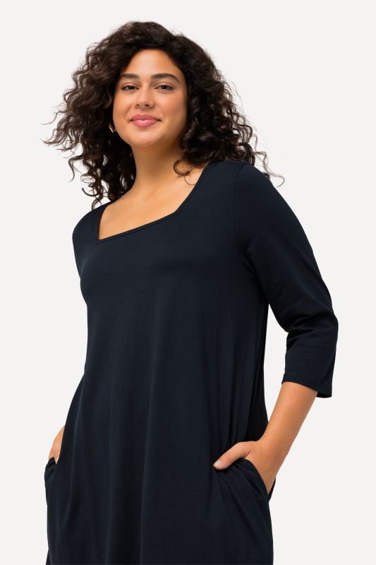 Square Neckline Knit Swing A-line Pocket Tunic