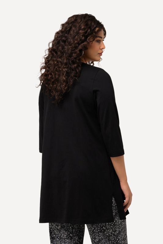 V-Neck Swing A-line Hem Cotton Knit Tunic