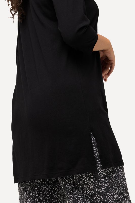 V-Neck Swing A-line Hem Cotton Knit Tunic