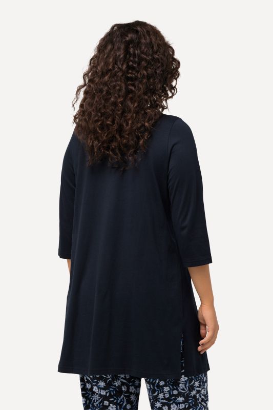 V-Neck Swing A-line Hem Cotton Knit Tunic