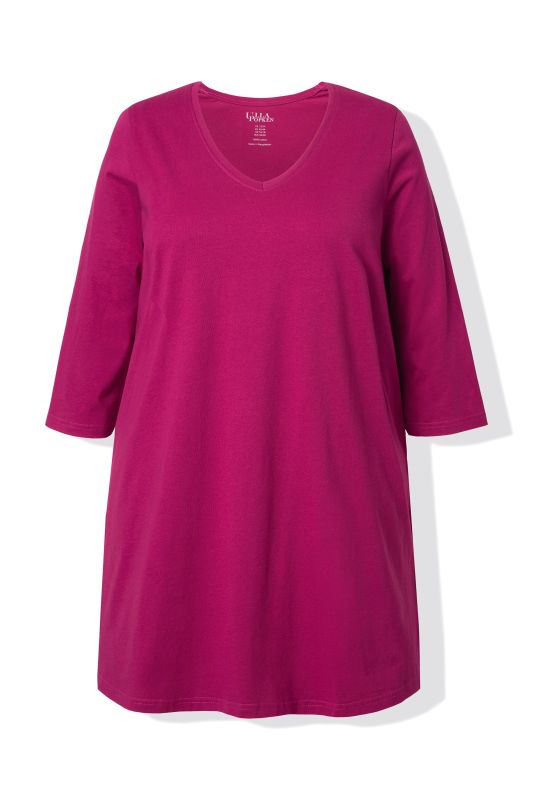 V-Neck Swing A-line Hem Cotton Knit Tunic