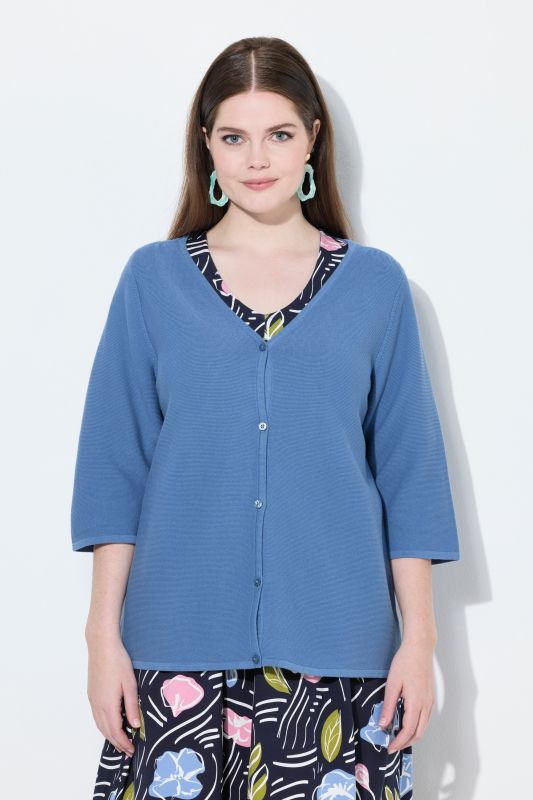 Eco Cotton 3/4 Sleeve V-Neck Cardigan