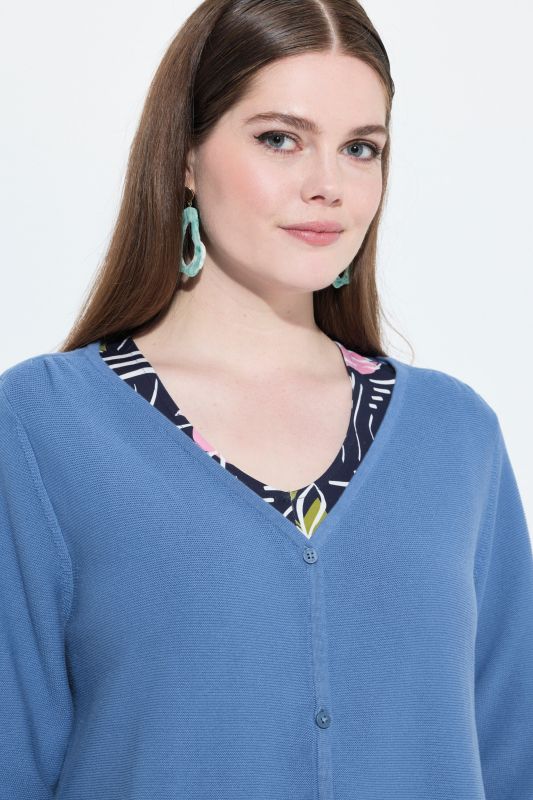Eco Cotton 3/4 Sleeve V-Neck Cardigan