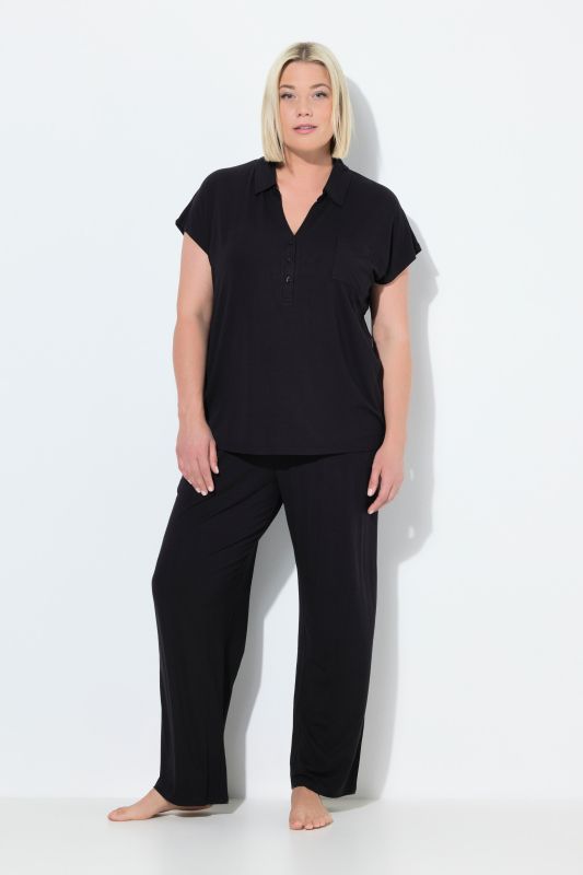 Collared Short Sleeve Pajama Set