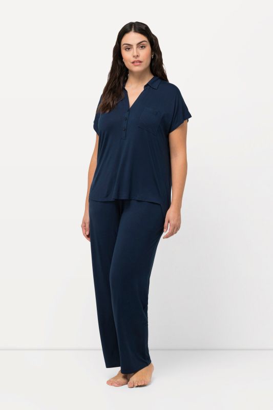 Collared Short Sleeve Pajama Set