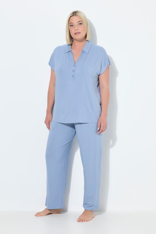 Collared Short Sleeve Pajama Set