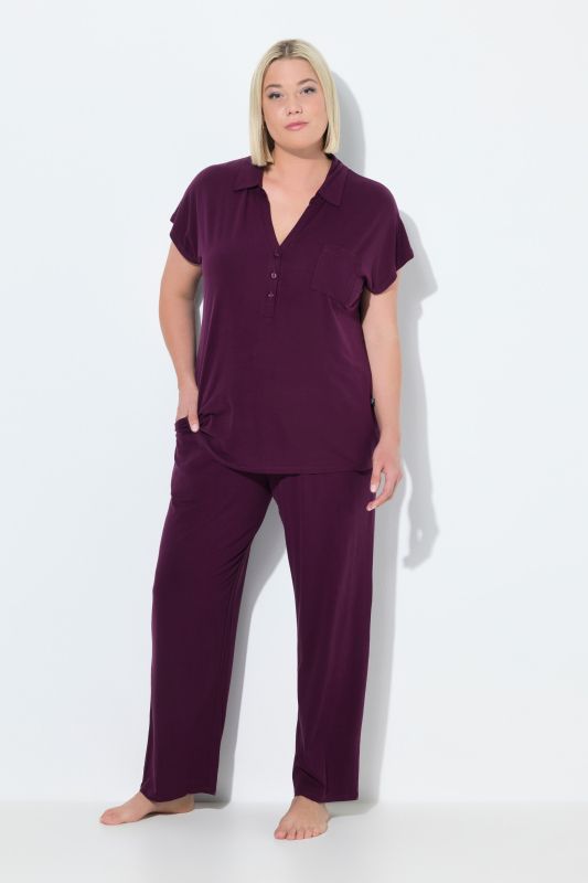 Collared Short Sleeve Pajama Set