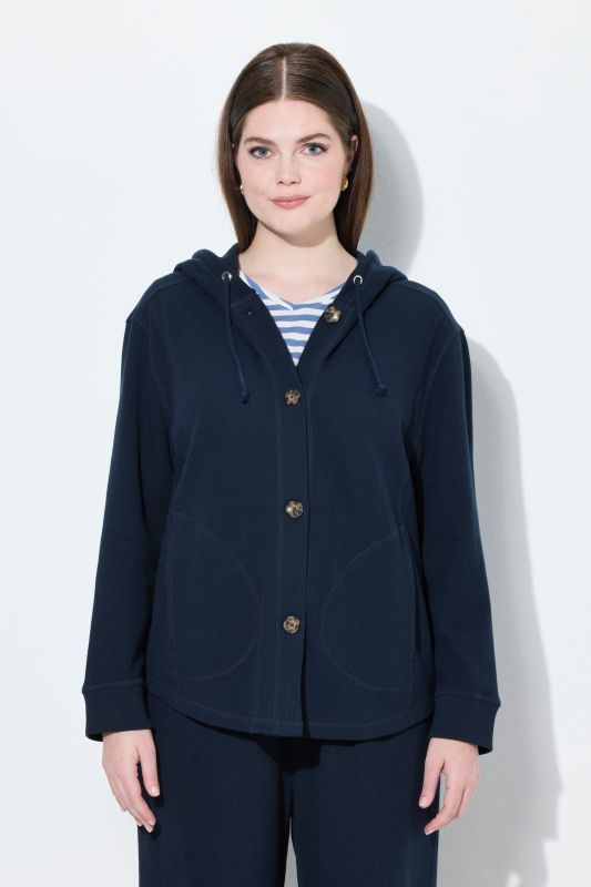 Eco Cotton Waffle Texture Long Sleeve Hoodie