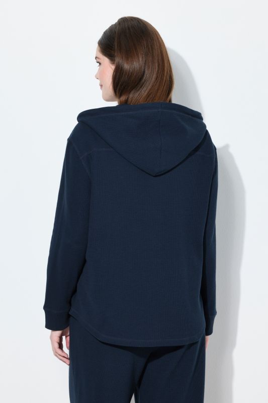 Eco Cotton Waffle Texture Long Sleeve Hoodie