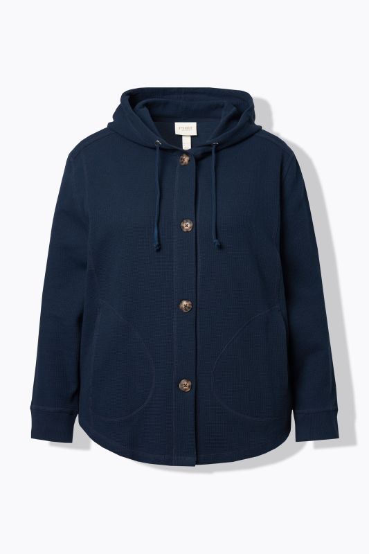 Eco Cotton Waffle Texture Long Sleeve Hoodie