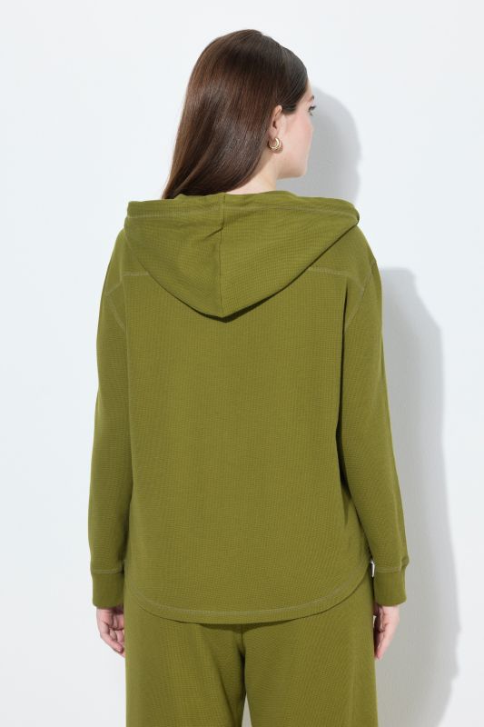 Eco Cotton Waffle Texture Long Sleeve Hoodie