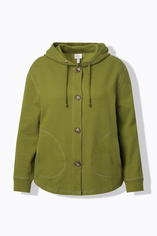 Eco Cotton Waffle Texture Long Sleeve Hoodie