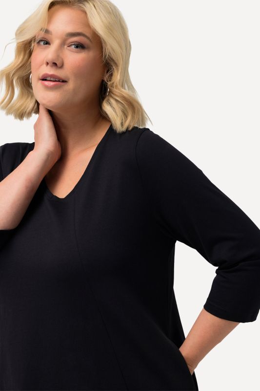 V-Neck Seam Knit  A-line Swing Tunic