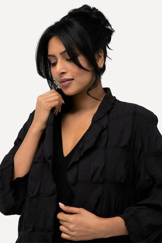 Bubble Textured 3/4 Sleeve Jacket