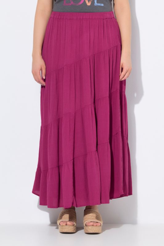 Tiered Flounce Panel Elastic Waist Maxi Skirt