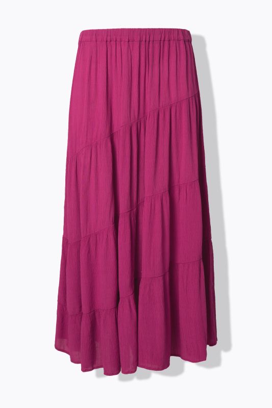 Tiered Flounce Panel Elastic Waist Maxi Skirt