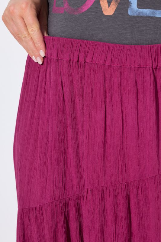 Tiered Flounce Panel Elastic Waist Maxi Skirt