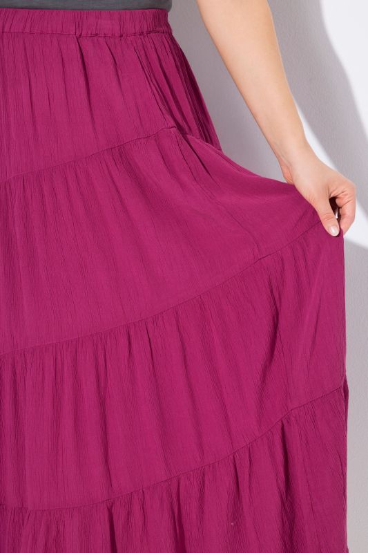 Tiered Flounce Panel Elastic Waist Maxi Skirt
