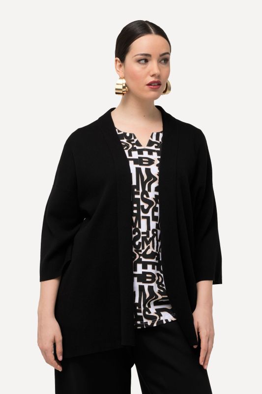 Oversized Shawl Collar 3/4 Sleeve Cardigan