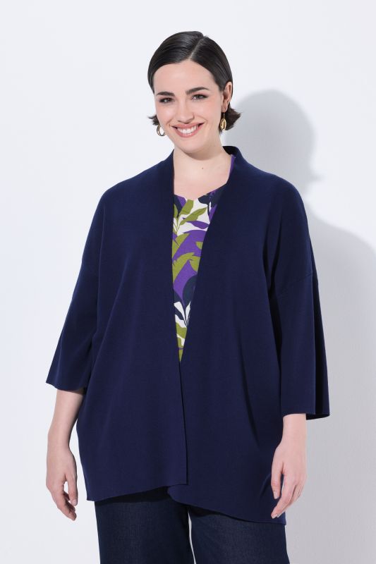 Oversized Shawl Collar 3/4 Sleeve Cardigan