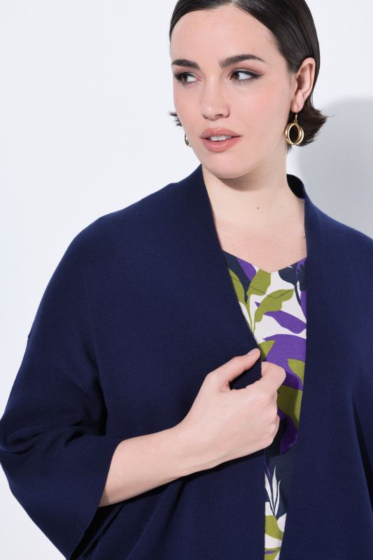 Oversized Shawl Collar 3/4 Sleeve Cardigan