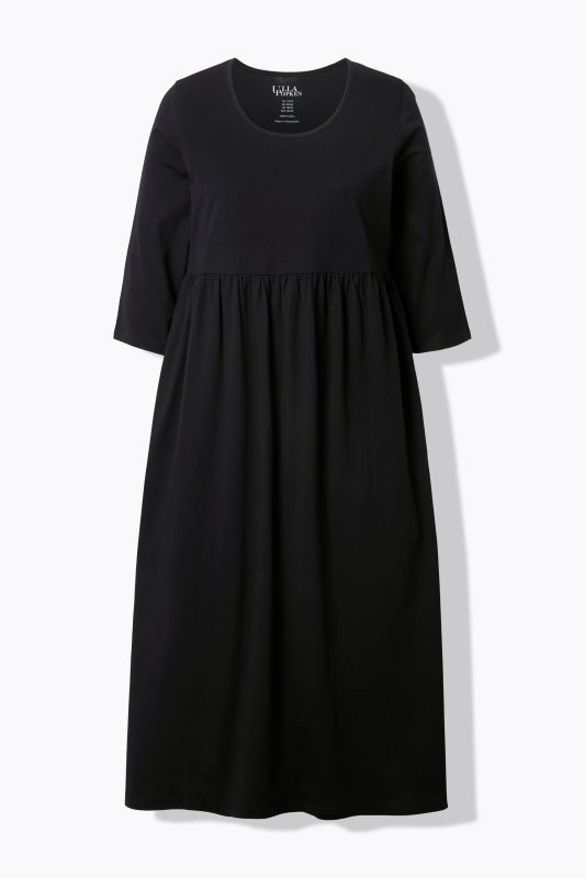 Cotton Knit 3/4 Sleeve Empire Pocket Dress