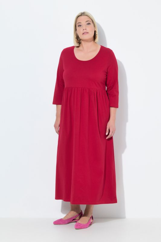 Cotton Knit 3/4 Sleeve Empire Pocket Dress
