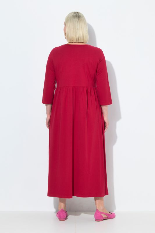 Cotton Knit 3/4 Sleeve Empire Pocket Dress