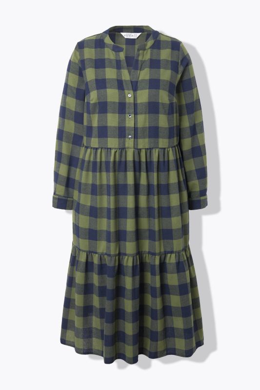 Flannel Check Empire Long Sleeve Dress