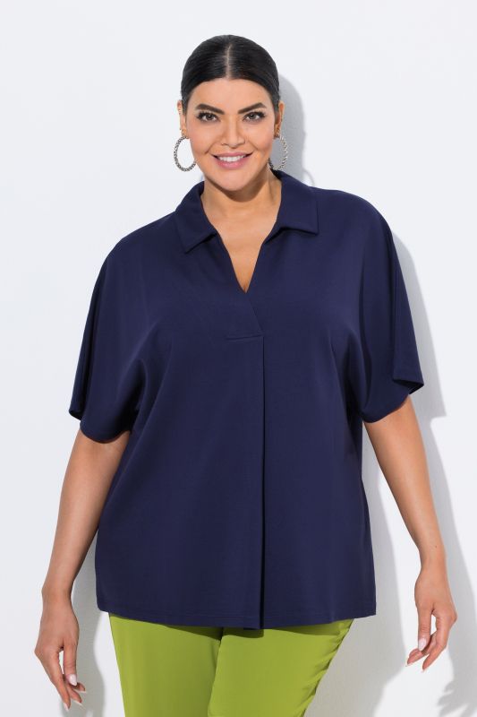 Oversized Collared Short Sleeve Sweatshirt