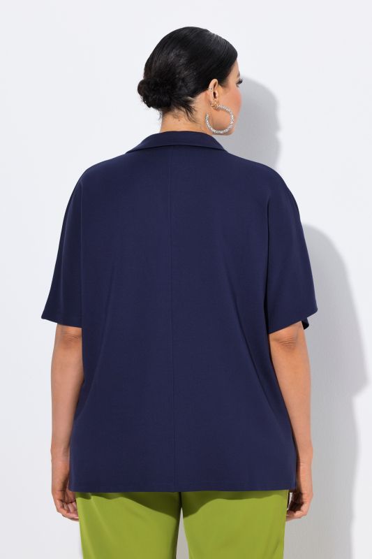 Oversized Collared Short Sleeve Sweatshirt