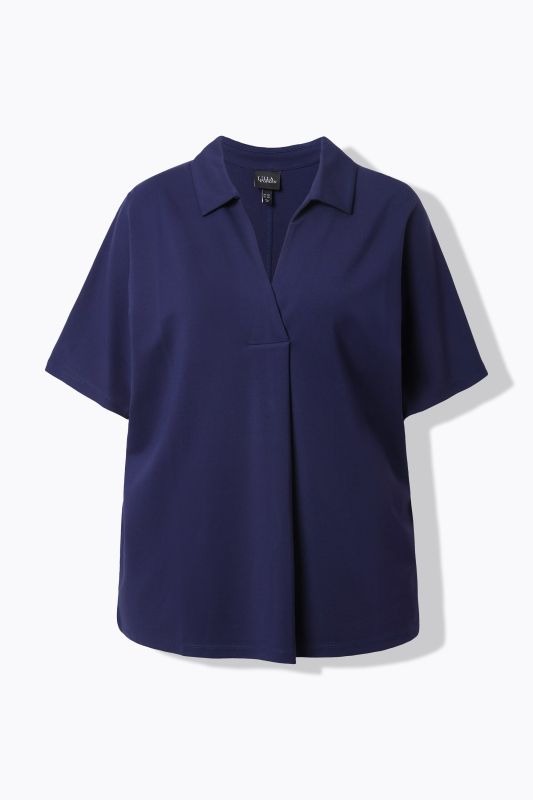 Oversized Collared Short Sleeve Sweatshirt