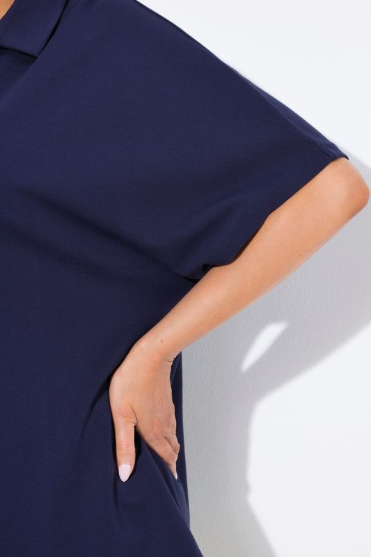 Oversized Collared Short Sleeve Sweatshirt