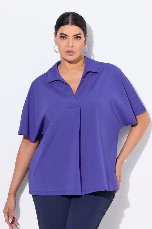 Oversized Collared Short Sleeve Sweatshirt