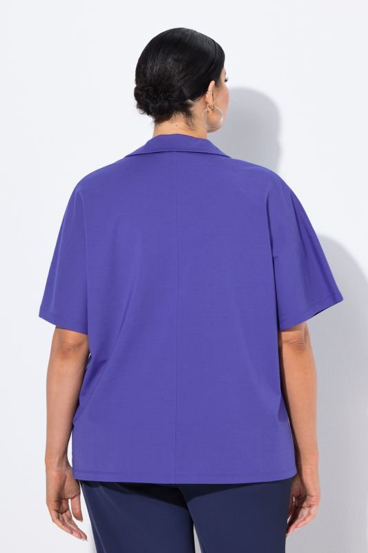 Oversized Collared Short Sleeve Sweatshirt