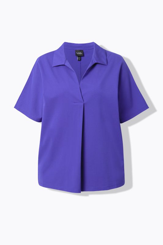 Oversized Collared Short Sleeve Sweatshirt