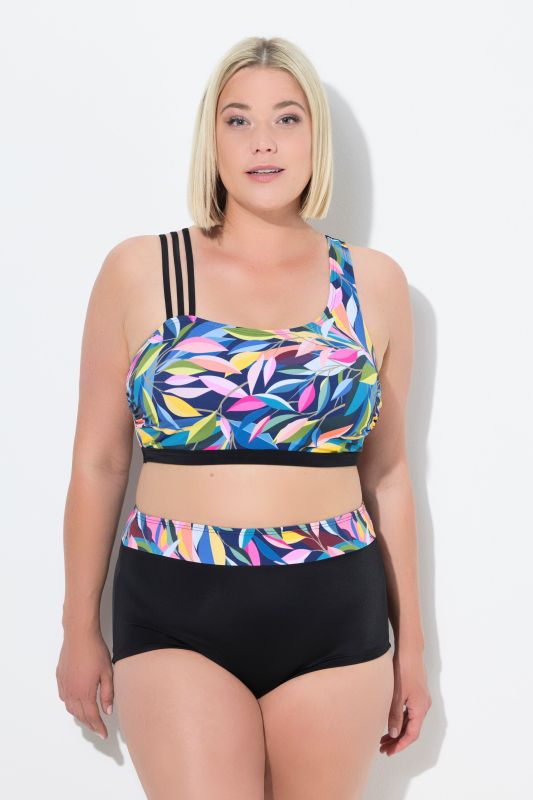 Split Strap Leaf Print Bikini Set