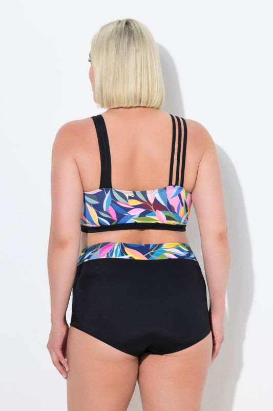 Split Strap Leaf Print Bikini Set