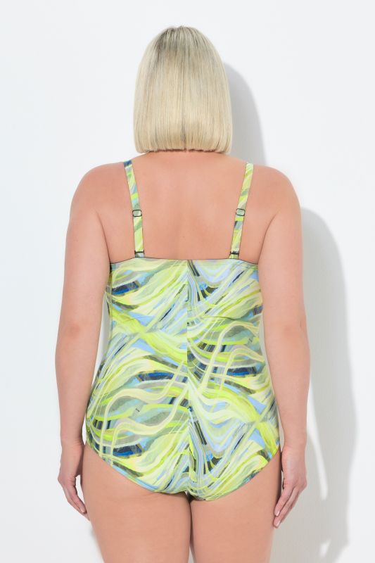 Abstract Wave Zip Front Swimsuit