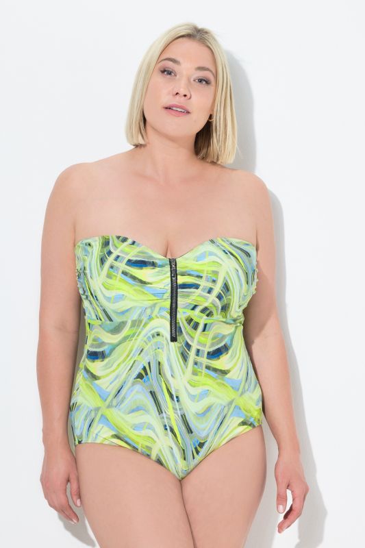 Abstract Wave Zip Front Swimsuit