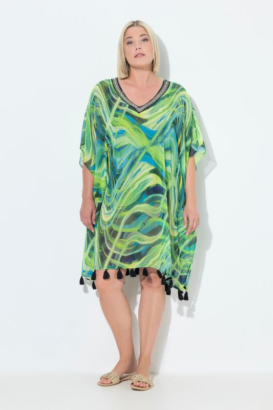 Abstract Wave Print Chiffon Dress