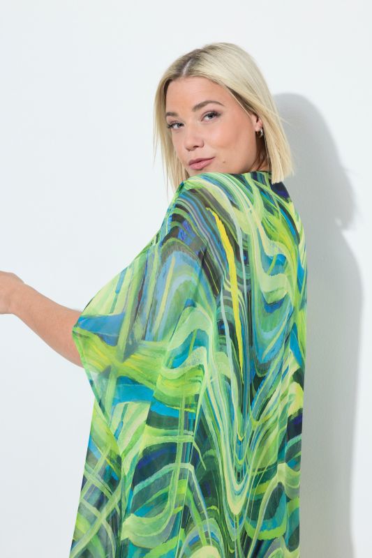 Abstract Wave Print Chiffon Dress