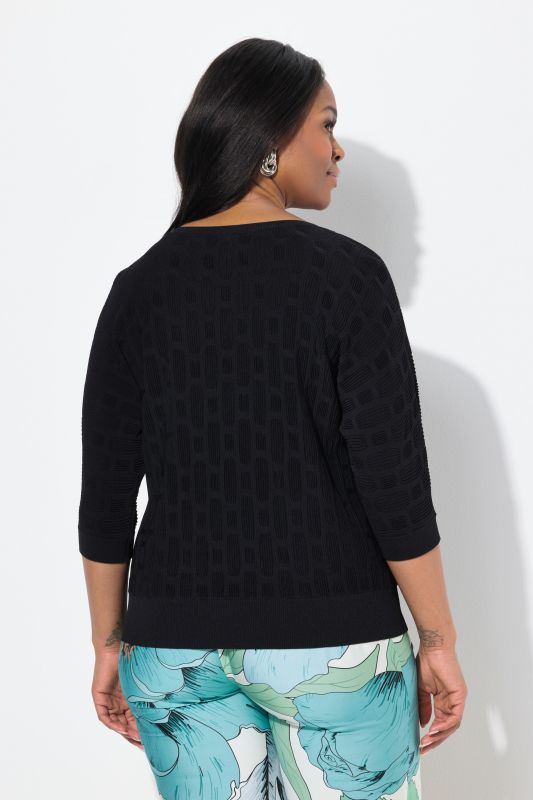 Textured 3/4 Sleeve Knit Blouse